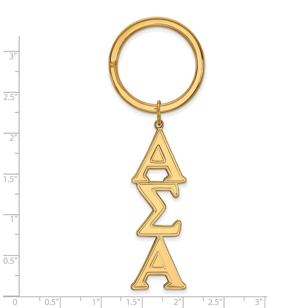 Alternate view of the 14K Plated Silver Alpha Sigma Alpha Key Chain by The Black Bow Jewelry Co.