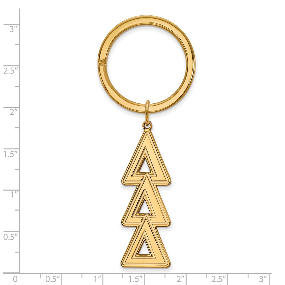 Alternate view of the 14K Plated Silver Delta Delta Delta Key Chain by The Black Bow Jewelry Co.