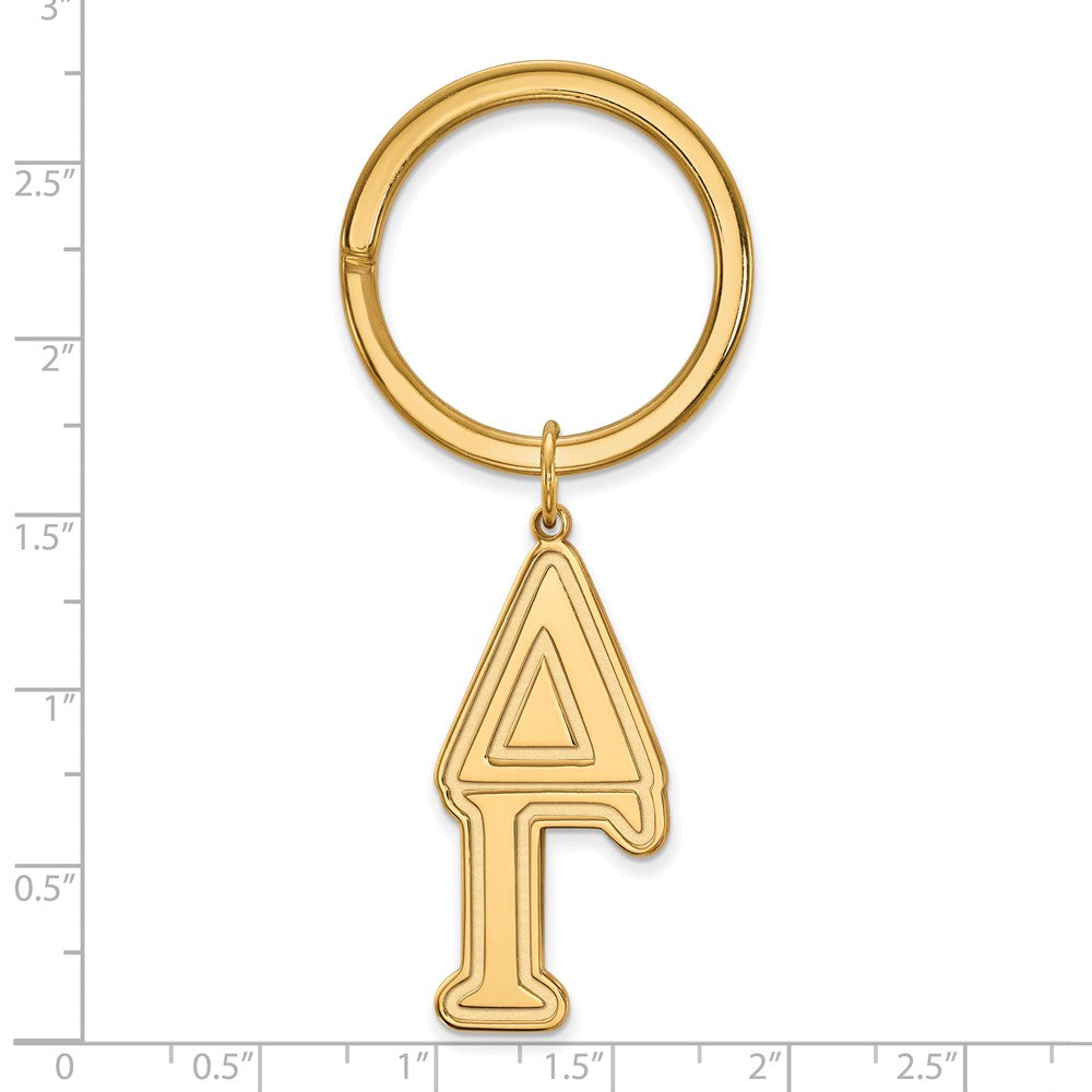Alternate view of the 14K Plated Silver Delta Gamma Key Chain by The Black Bow Jewelry Co.