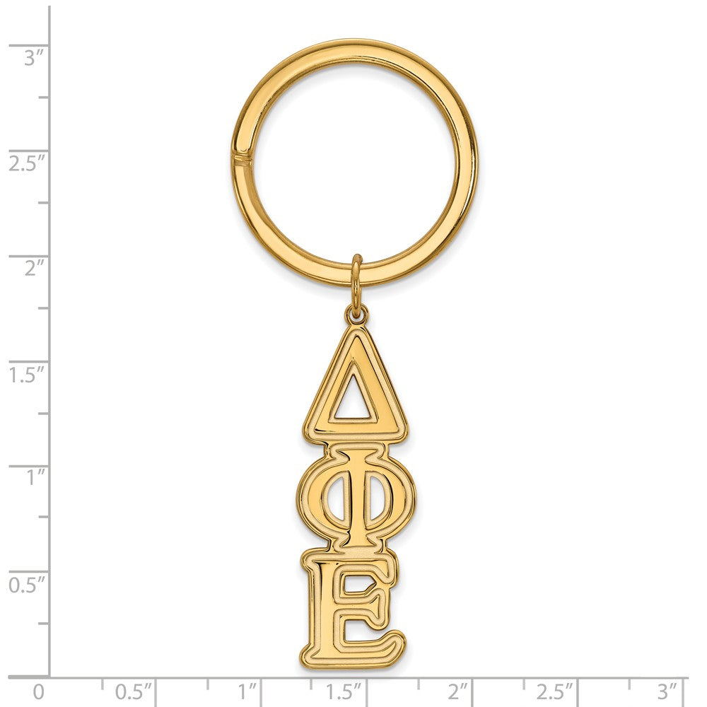 Alternate view of the 14K Plated Silver Delta Phi Epsilon Key Chain by The Black Bow Jewelry Co.