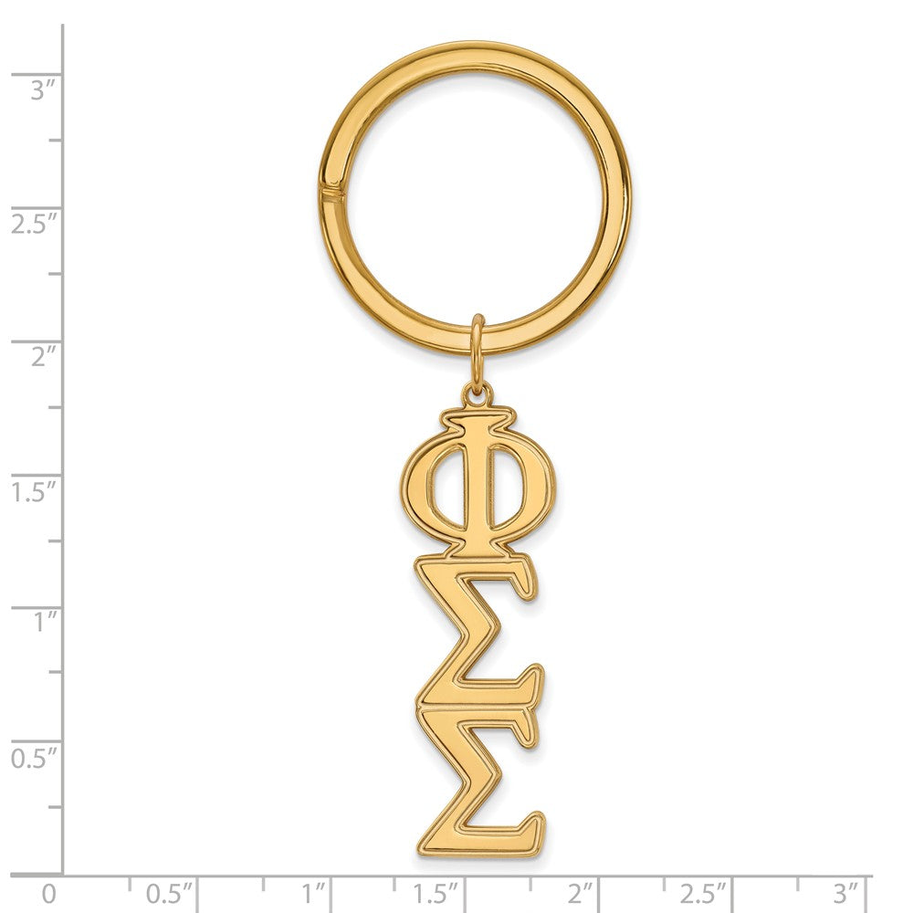 Alternate view of the 14K Plated Silver Phi Sigma Sigma Key Chain by The Black Bow Jewelry Co.