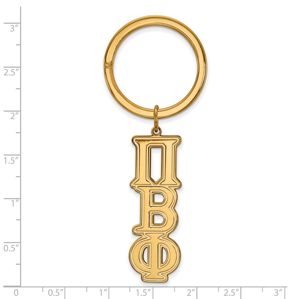 Alternate view of the 14K Plated Silver Pi Beta Phi Key Chain by The Black Bow Jewelry Co.