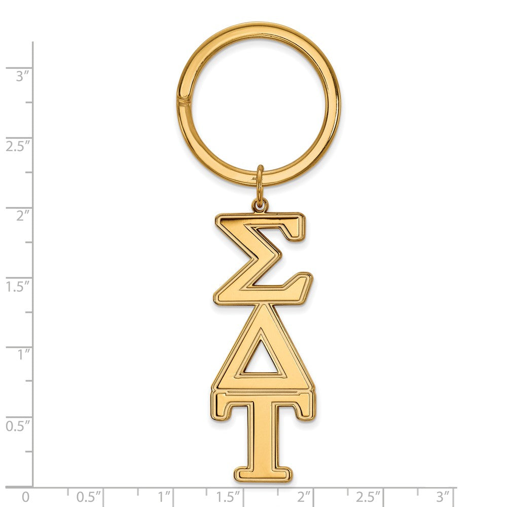 Alternate view of the 14K Plated Silver Sigma Delta Tau Key Chain by The Black Bow Jewelry Co.