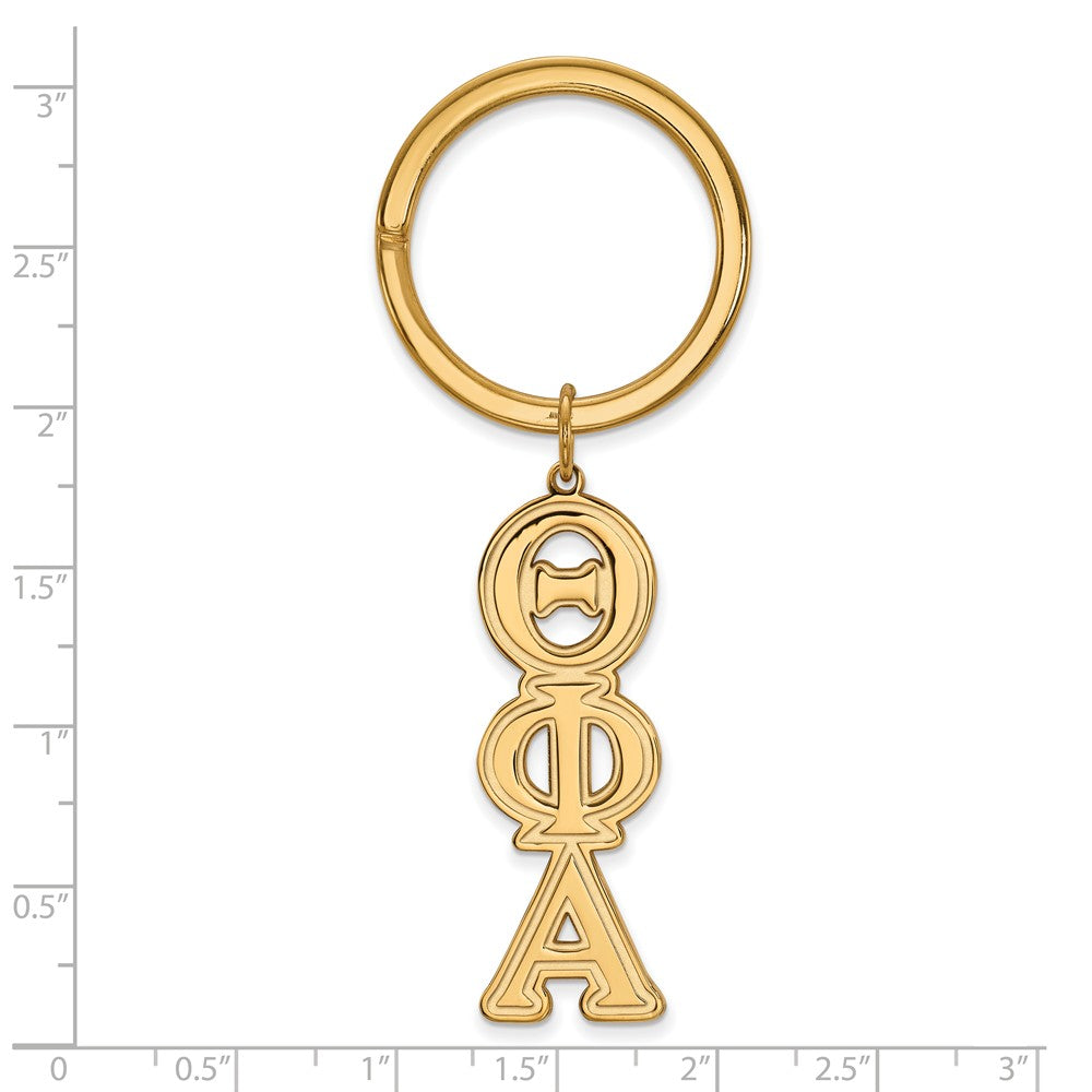 Alternate view of the 14K Plated Silver Theta Phi Alpha Key Chain by The Black Bow Jewelry Co.