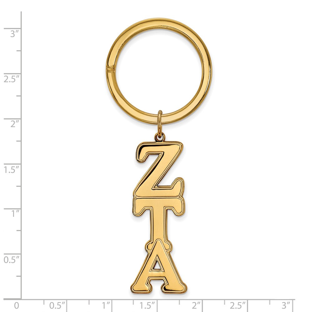 Alternate view of the 14K Plated Silver Zeta Tau Alpha Key Chain by The Black Bow Jewelry Co.