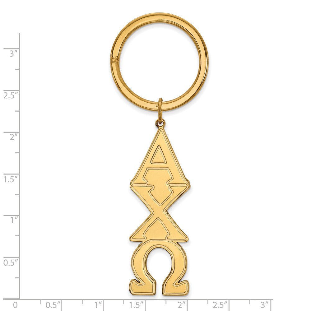 Alternate view of the 14K Plated Silver Alpha Chi Omega Key Chain by The Black Bow Jewelry Co.