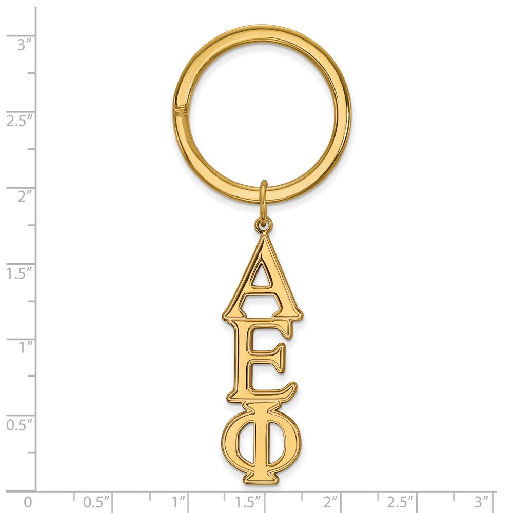 Alternate view of the 14K Plated Silver Alpha Epsilon Phi Key Chain by The Black Bow Jewelry Co.