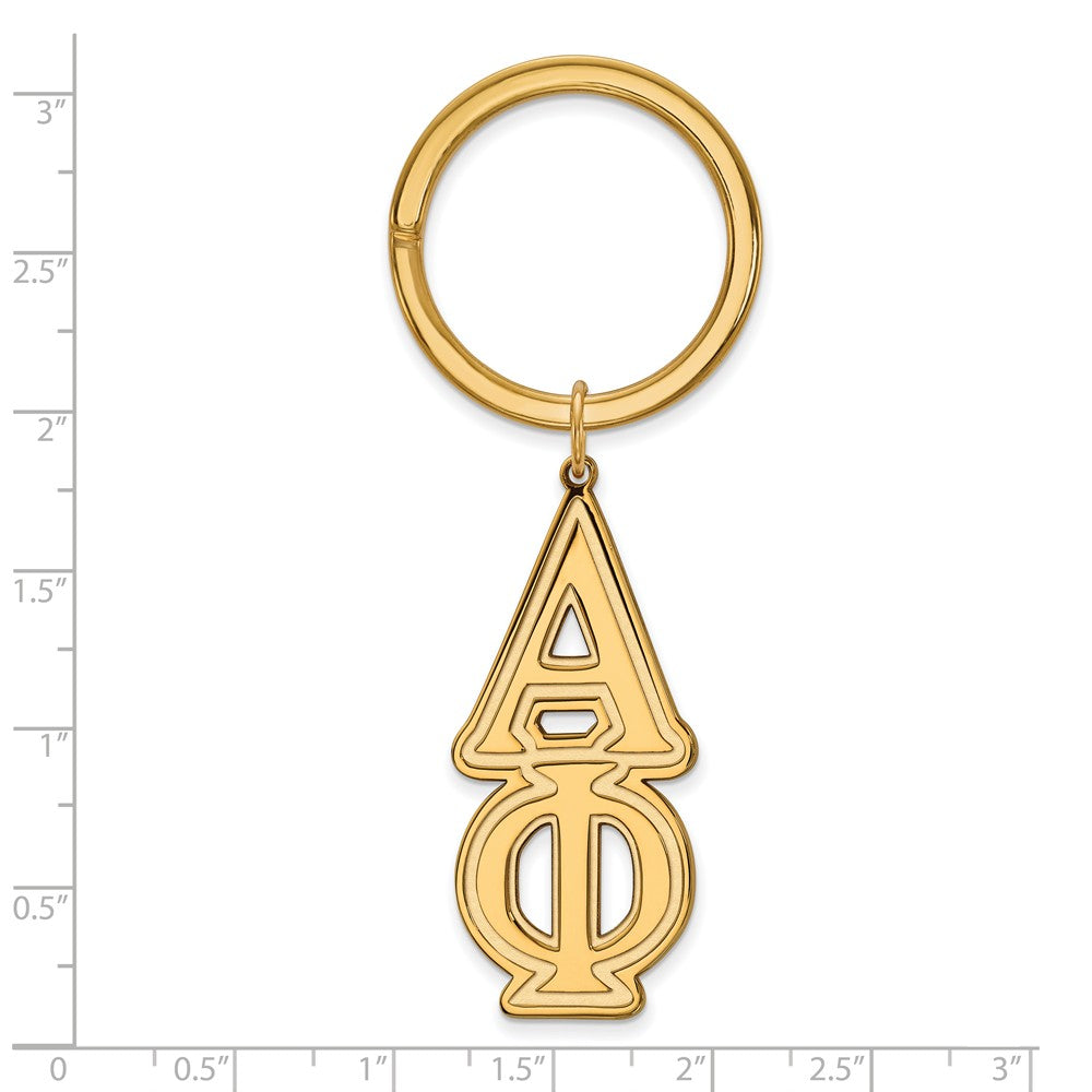 Alternate view of the 14K Plated Silver Alpha Phi Key Chain by The Black Bow Jewelry Co.