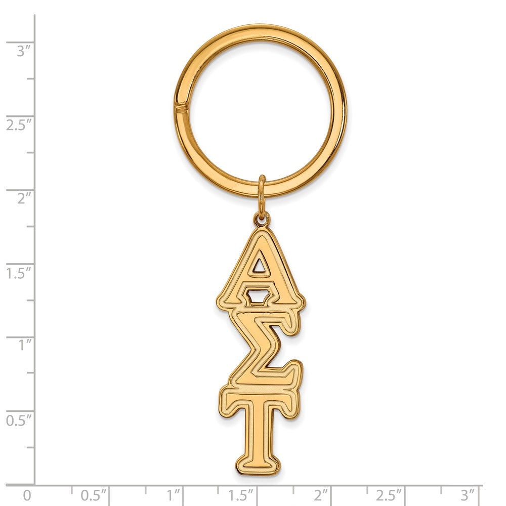 Alternate view of the 14K Plated Silver Alpha Sigma Tau Key Chain by The Black Bow Jewelry Co.