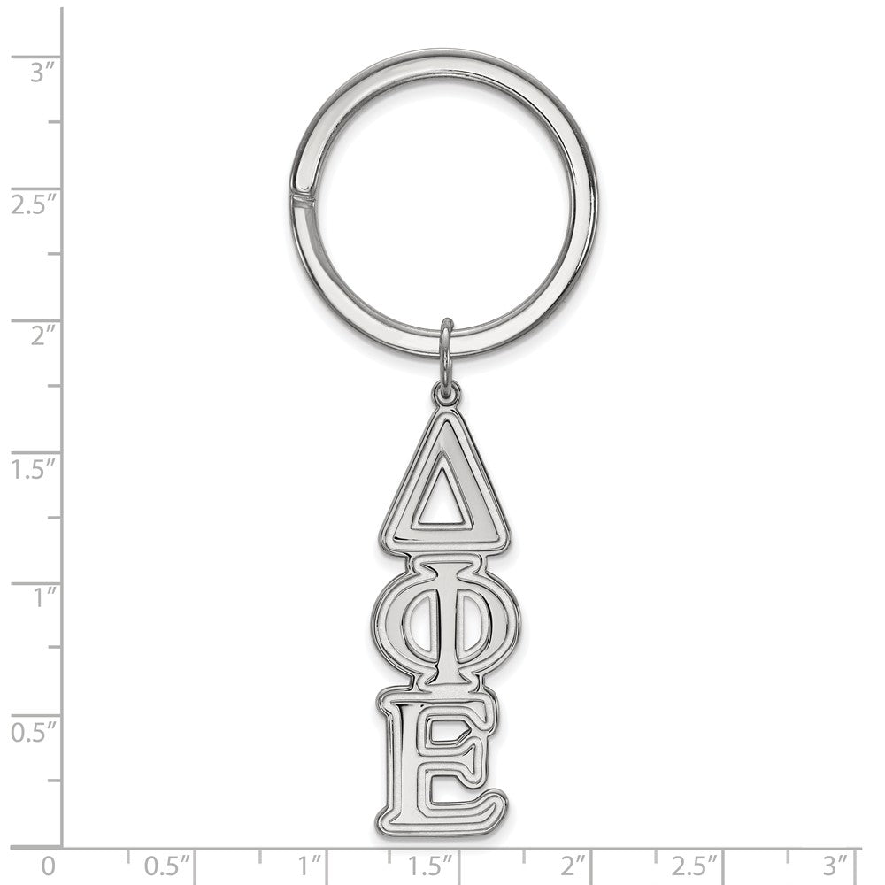 Alternate view of the Sterling Silver Delta Phi Epsilon Key Chain by The Black Bow Jewelry Co.