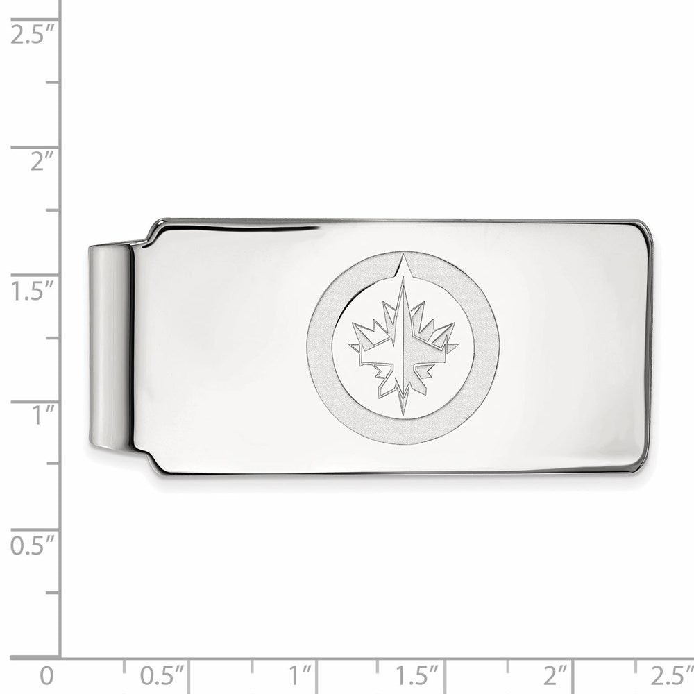 Alternate view of the 10k White Gold NHL Winnipeg Jets Money Clip by The Black Bow Jewelry Co.