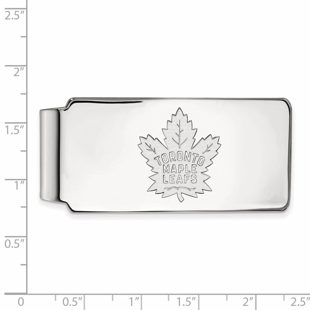 Alternate view of the 10k White Gold NHL Toronto Maple Leafs Money Clip by The Black Bow Jewelry Co.
