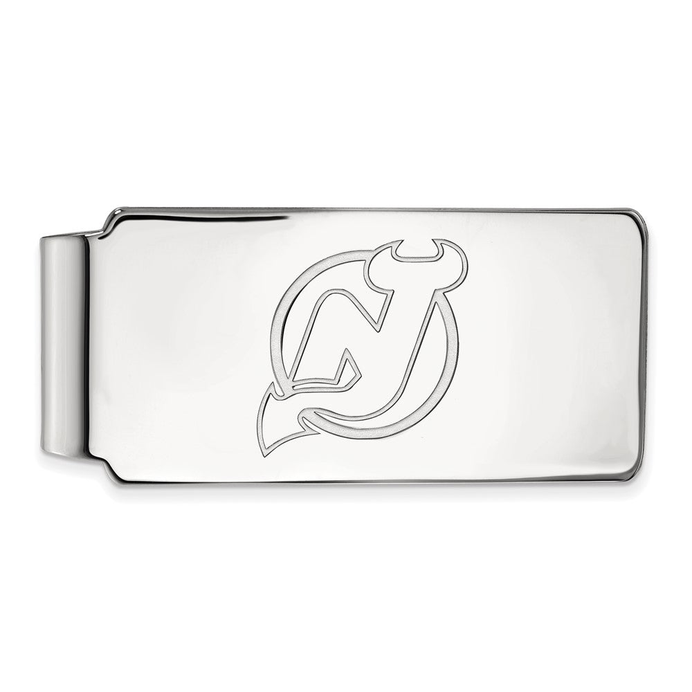 10k White Gold NHL New Jersey Devils Money Clip, Item M10414 by The Black Bow Jewelry Co.
