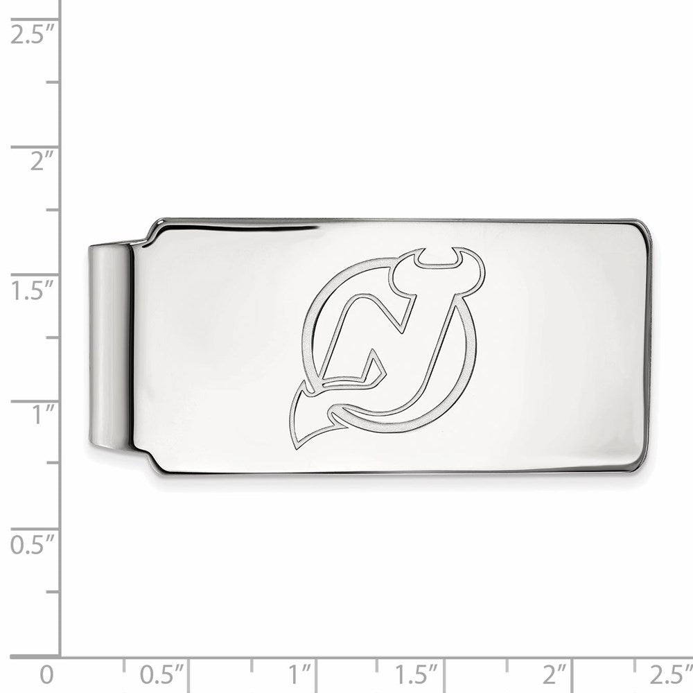 Alternate view of the 10k White Gold NHL New Jersey Devils Money Clip by The Black Bow Jewelry Co.