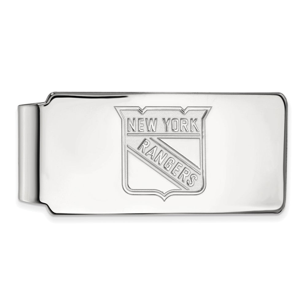 10k White Gold NHL New York Rangers Money Clip, Item M10417 by The Black Bow Jewelry Co.