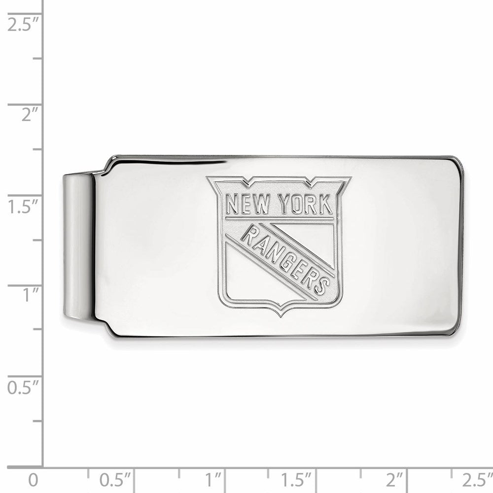 Alternate view of the 10k White Gold NHL New York Rangers Money Clip by The Black Bow Jewelry Co.