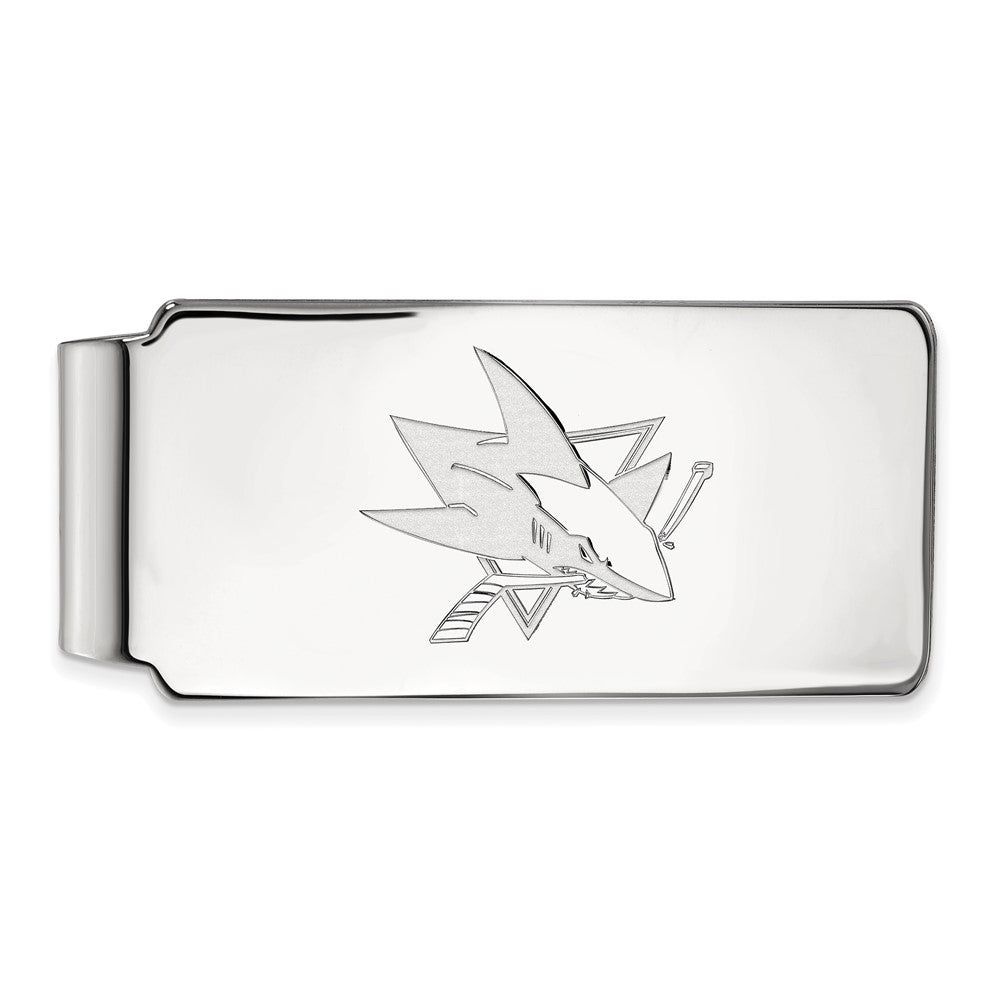 10k White Gold NHL San Jose Sharks Money Clip, Item M10418 by The Black Bow Jewelry Co.