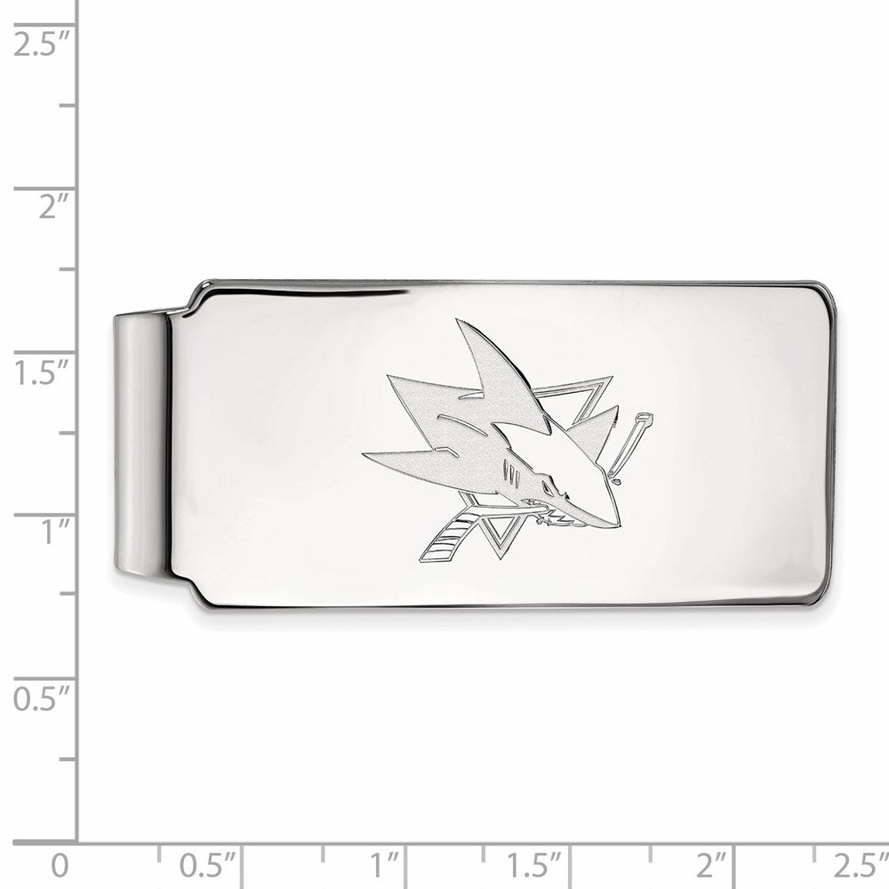 Alternate view of the 10k White Gold NHL San Jose Sharks Money Clip by The Black Bow Jewelry Co.
