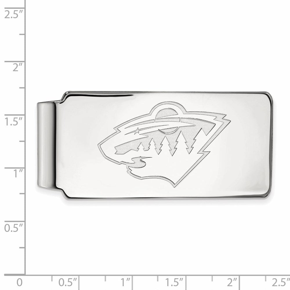 Alternate view of the 10k White Gold NHL Minnesota Wild Money Clip by The Black Bow Jewelry Co.