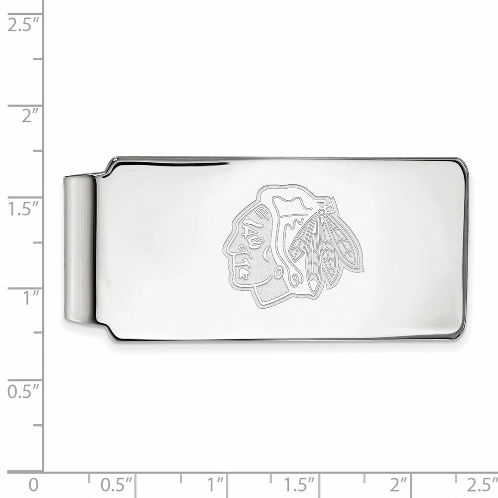 Alternate view of the 10k White Gold NHL Chicago Blackhawks Money Clip by The Black Bow Jewelry Co.