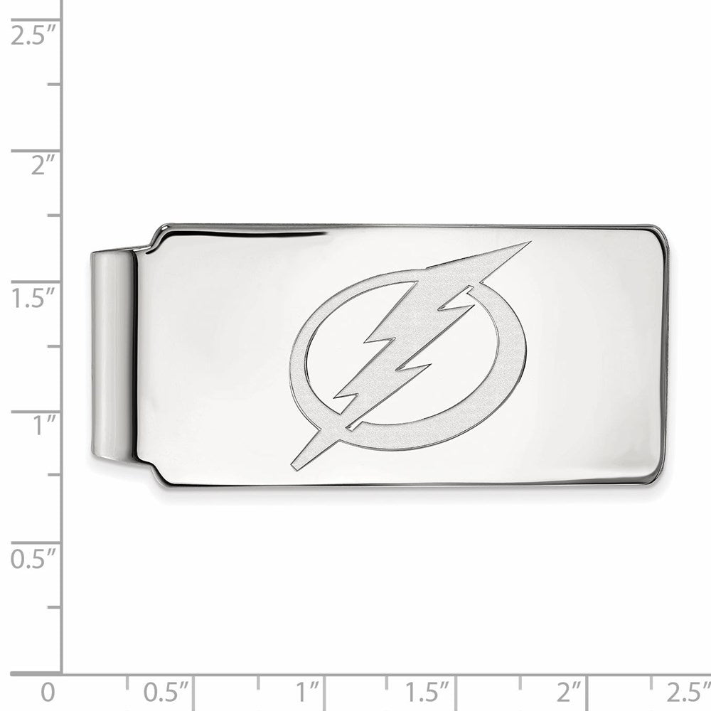 Alternate view of the 10k White Gold NHL Tampa Bay Lightning Money Clip by The Black Bow Jewelry Co.
