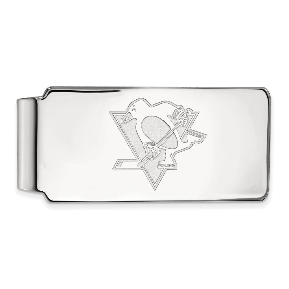 10k White Gold NHL Pittsburgh Penguins Money Clip, Item M10423 by The Black Bow Jewelry Co.