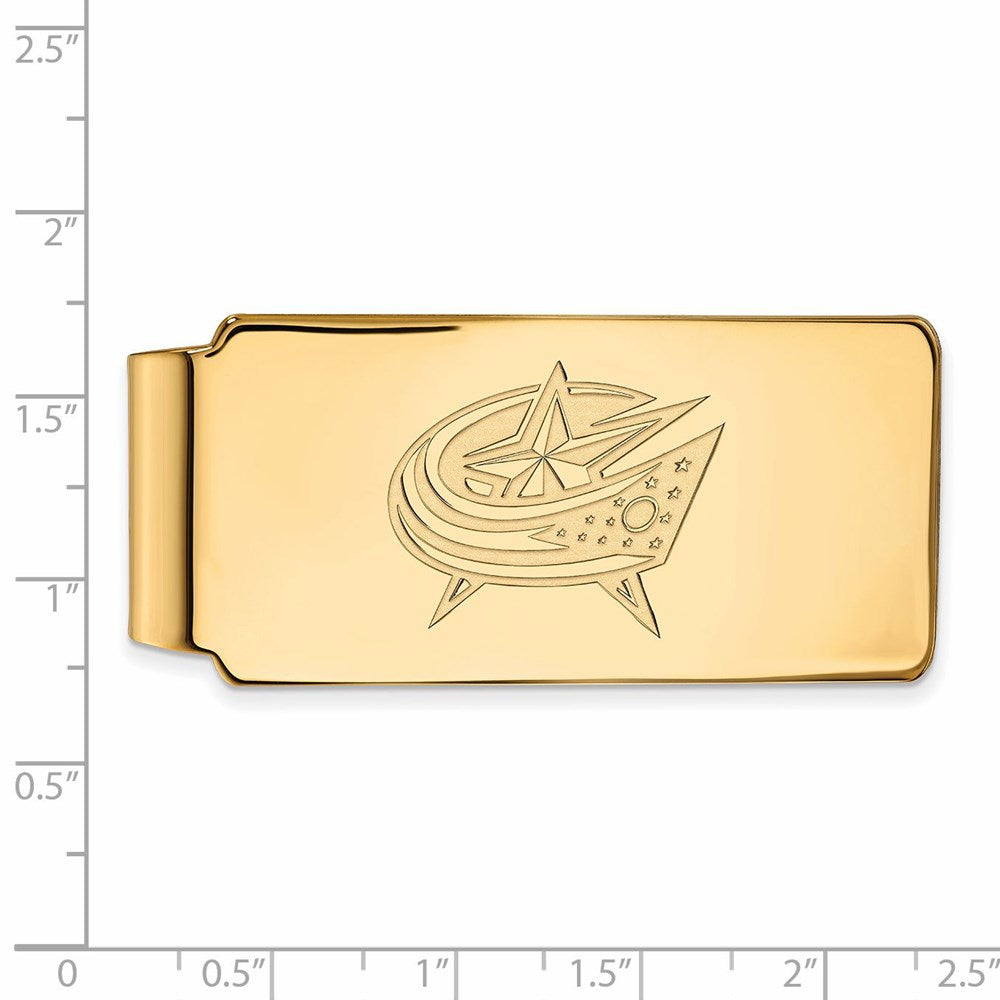 Alternate view of the 10k Yellow Gold NHL Columbus Blue Jackets Money Clip by The Black Bow Jewelry Co.