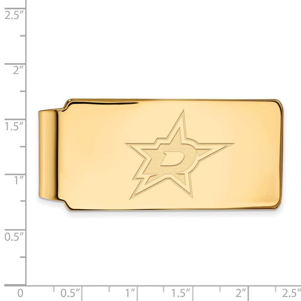 Alternate view of the 10k Yellow Gold NHL Dallas Stars Money Clip by The Black Bow Jewelry Co.