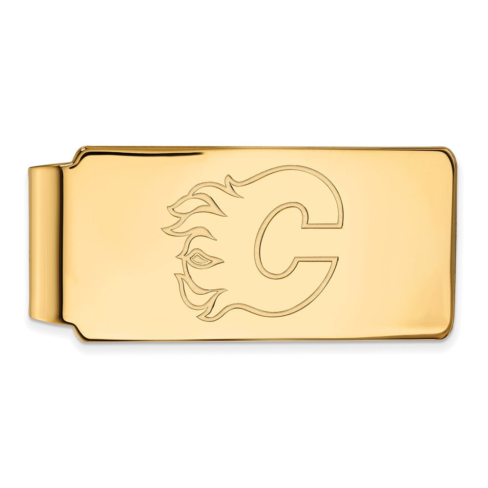 10k Yellow Gold NHL Calgary Flames Money Clip, Item M10433 by The Black Bow Jewelry Co.