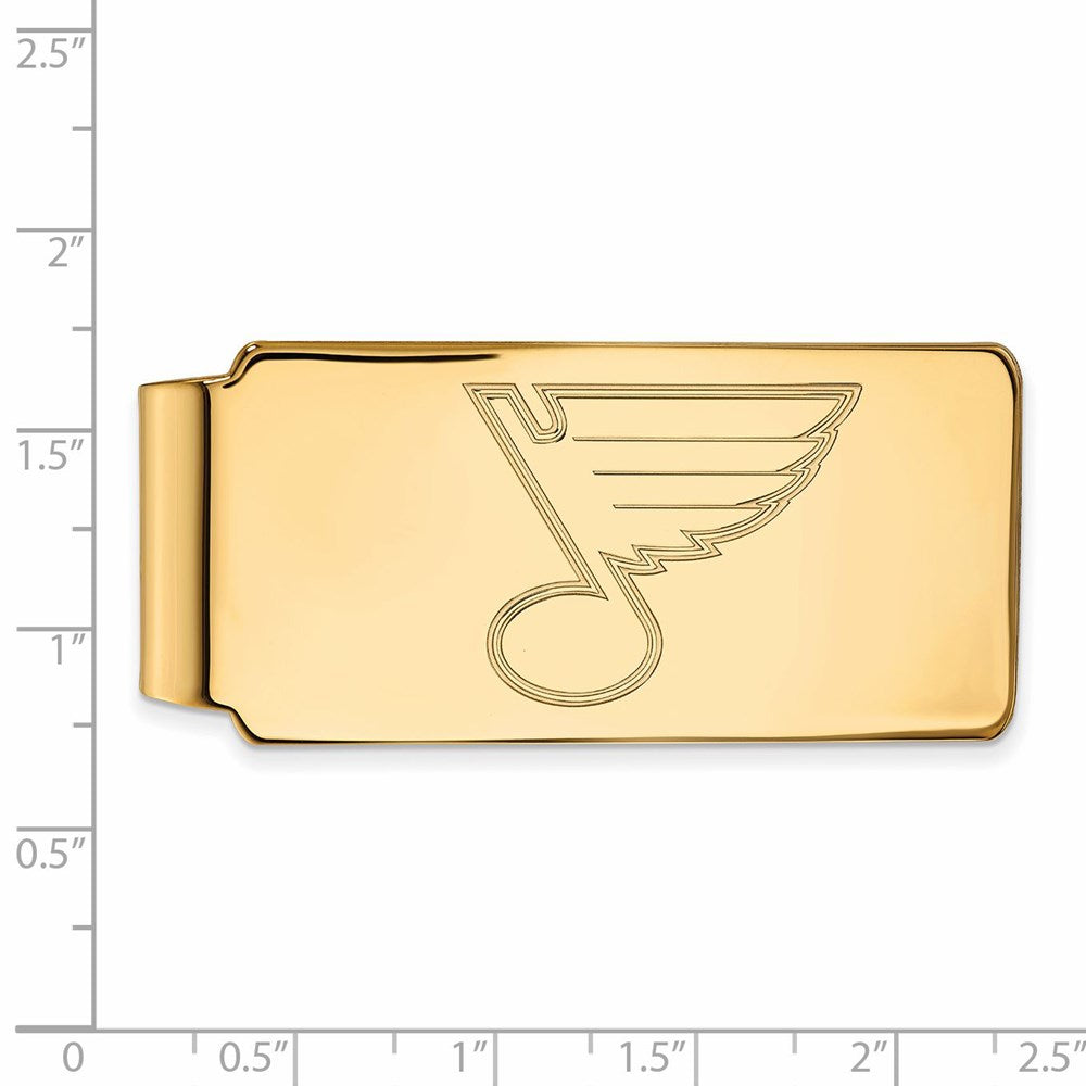 Alternate view of the 10k Yellow Gold NHL St. Louis Blues Money Clip by The Black Bow Jewelry Co.