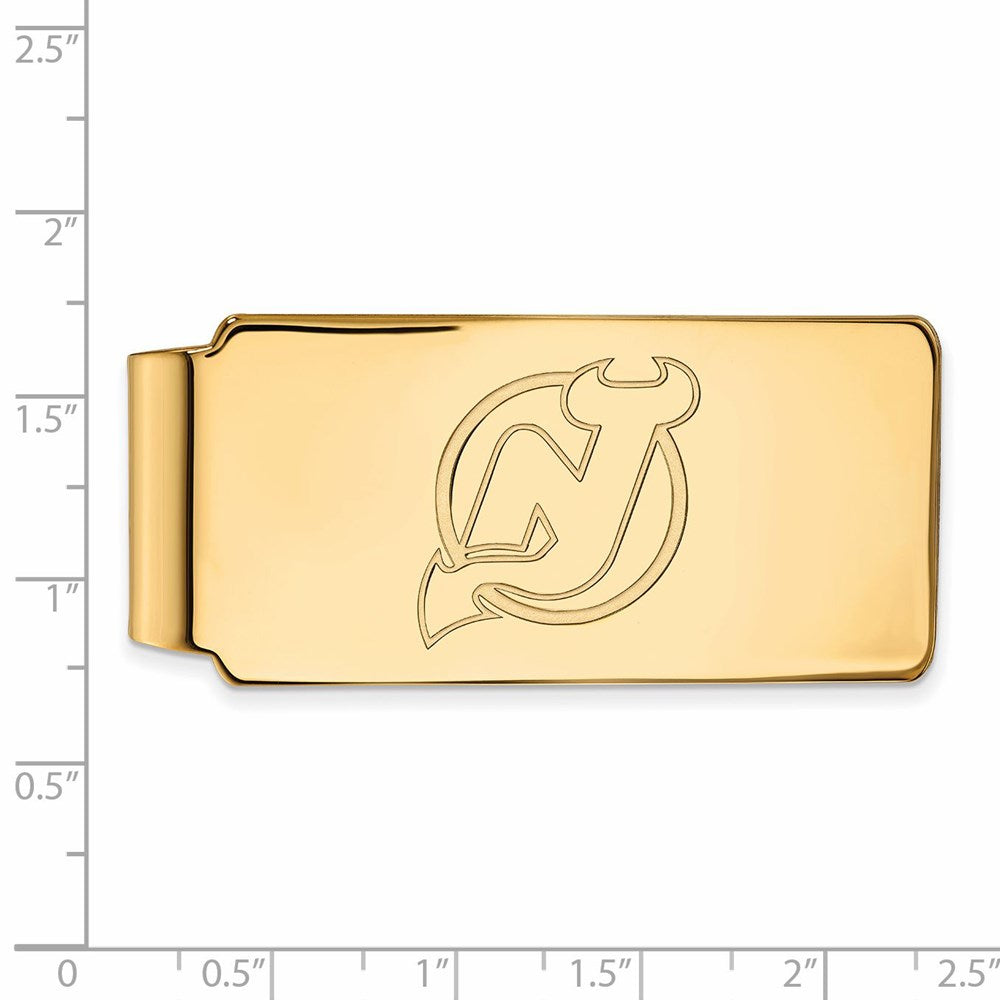 Alternate view of the 10k Yellow Gold NHL New Jersey Devils Money Clip by The Black Bow Jewelry Co.