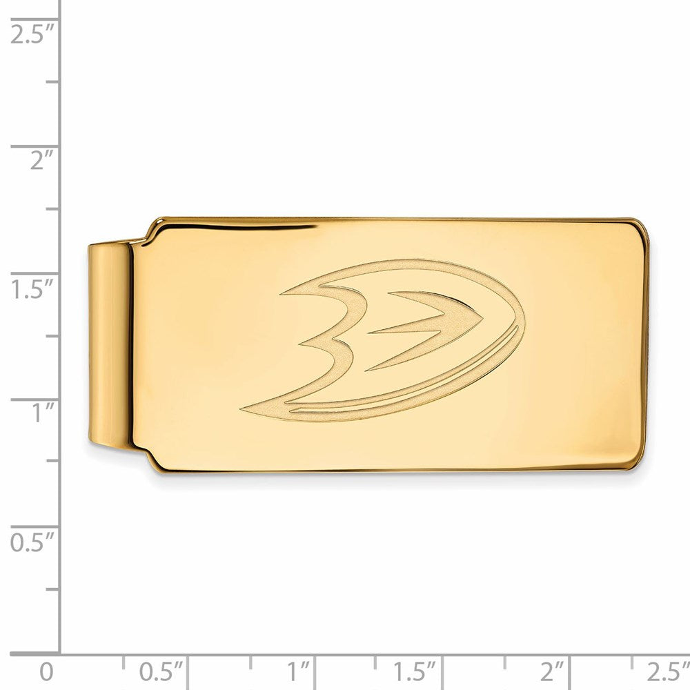 Alternate view of the 10k Yellow Gold NHL Anaheim Ducks Money Clip by The Black Bow Jewelry Co.