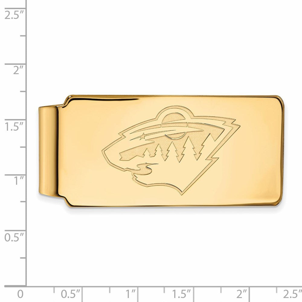 Alternate view of the 10k Yellow Gold NHL Minnesota Wild Money Clip by The Black Bow Jewelry Co.
