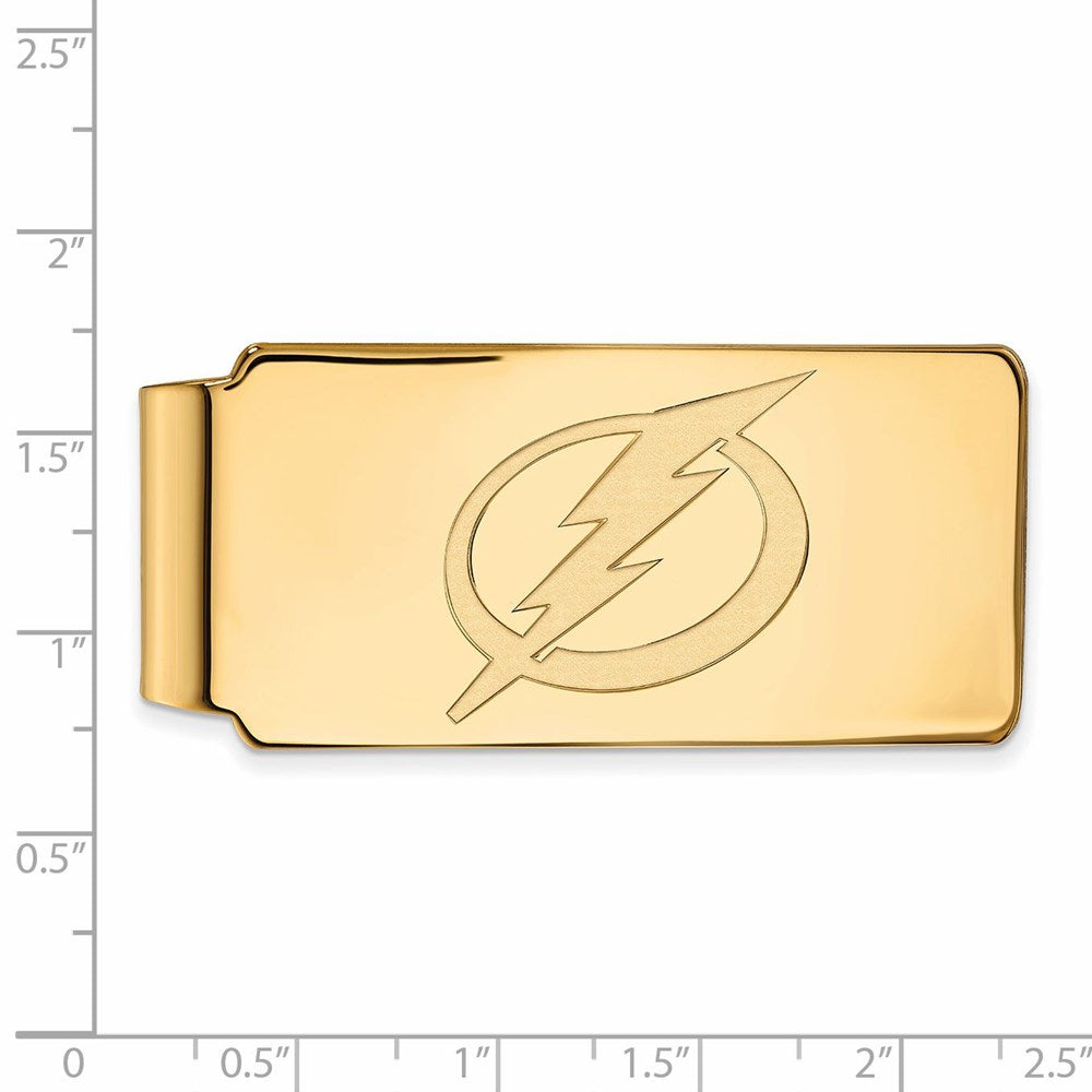 Alternate view of the 10k Yellow Gold NHL Tampa Bay Lightning Money Clip by The Black Bow Jewelry Co.