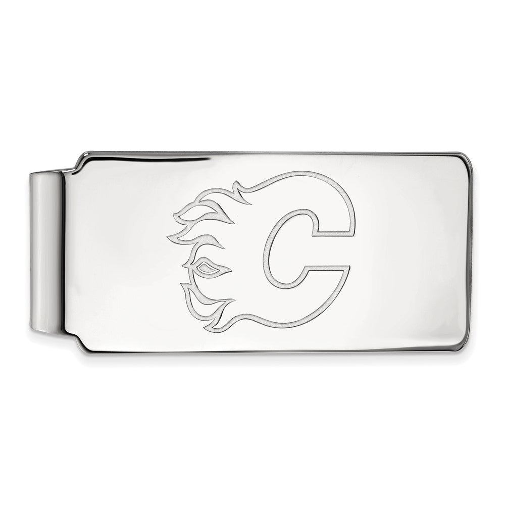 14k White Gold NHL Calgary Flames Money Clip, Item M10459 by The Black Bow Jewelry Co.