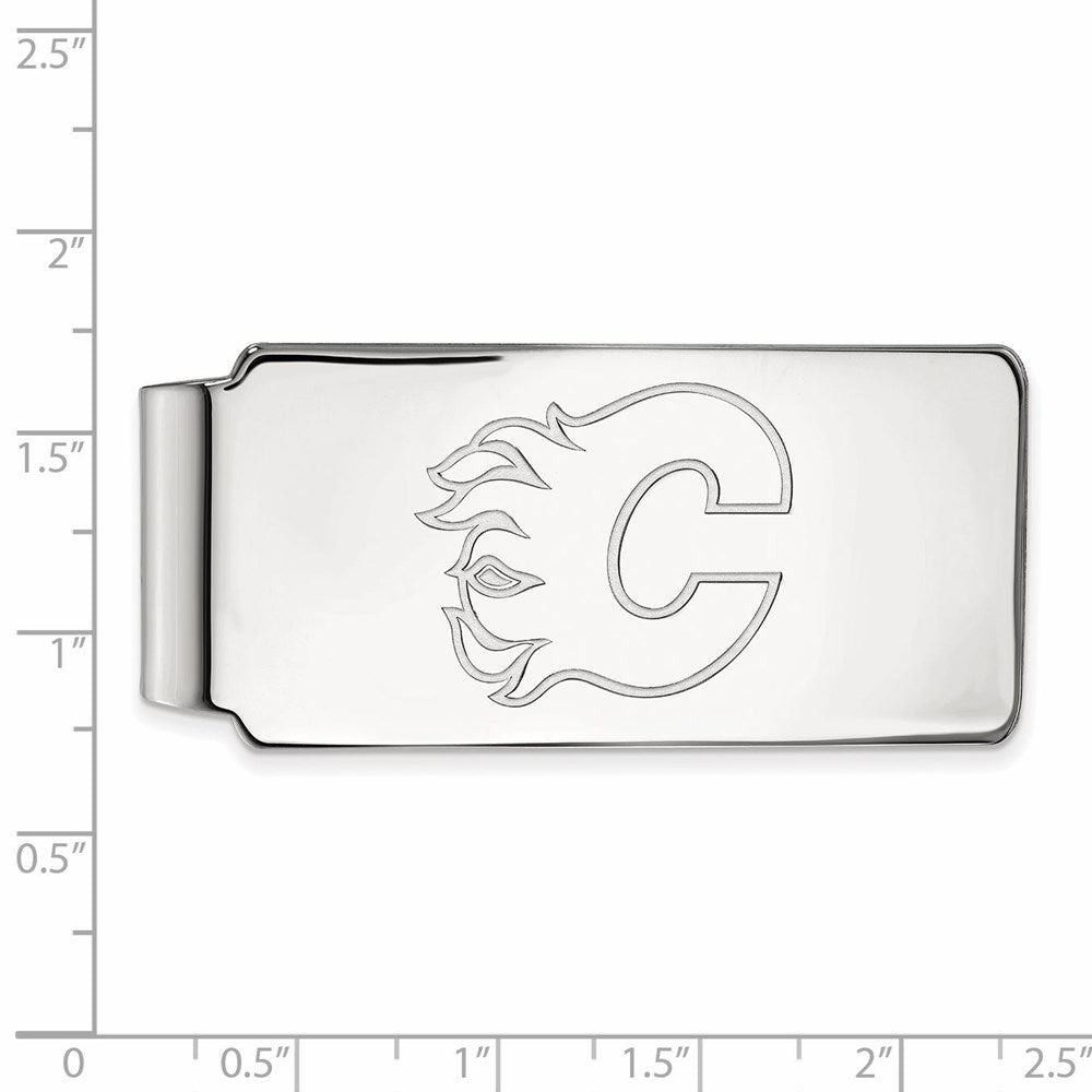 Alternate view of the 14k White Gold NHL Calgary Flames Money Clip by The Black Bow Jewelry Co.