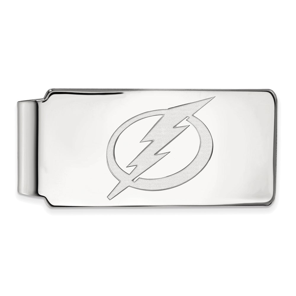 14k White Gold NHL Tampa Bay Lightning Money Clip, Item M10474 by The Black Bow Jewelry Co.