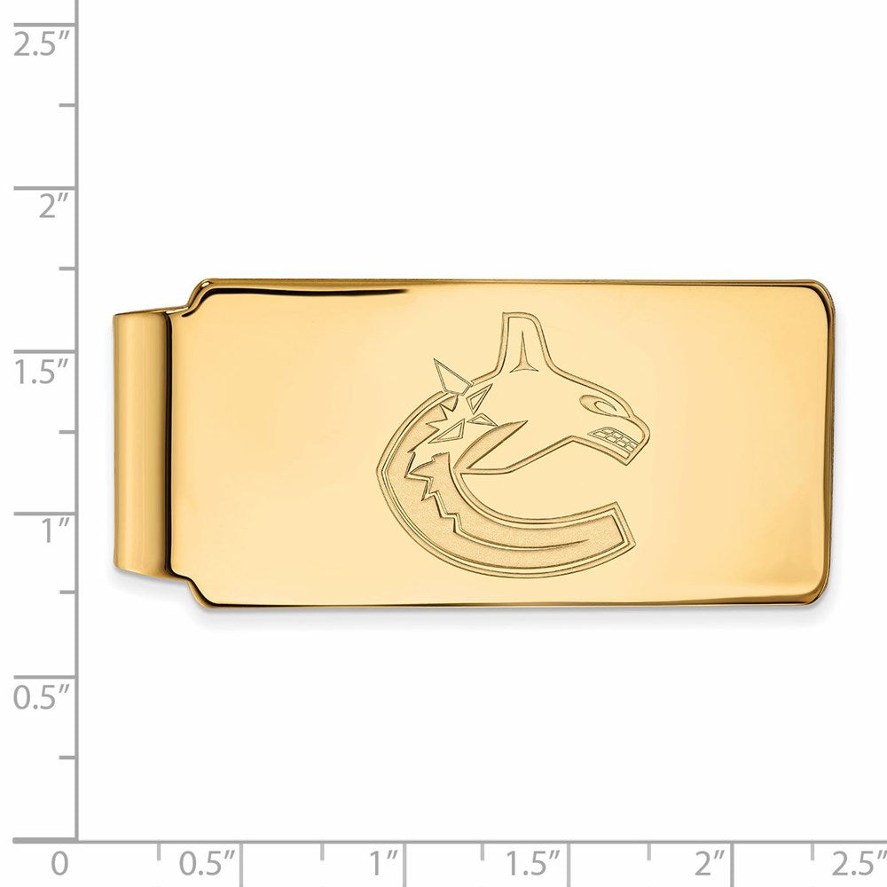 Alternate view of the 14k Yellow Gold NHL Vancouver Canucks Money Clip by The Black Bow Jewelry Co.