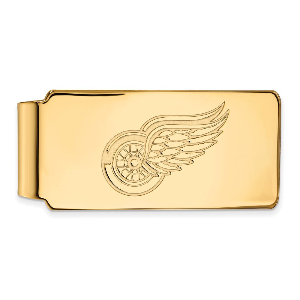 SS 14k Yellow Gold Plated NHL Detroit Red Wings Money Clip, Item M10532 by The Black Bow Jewelry Co.