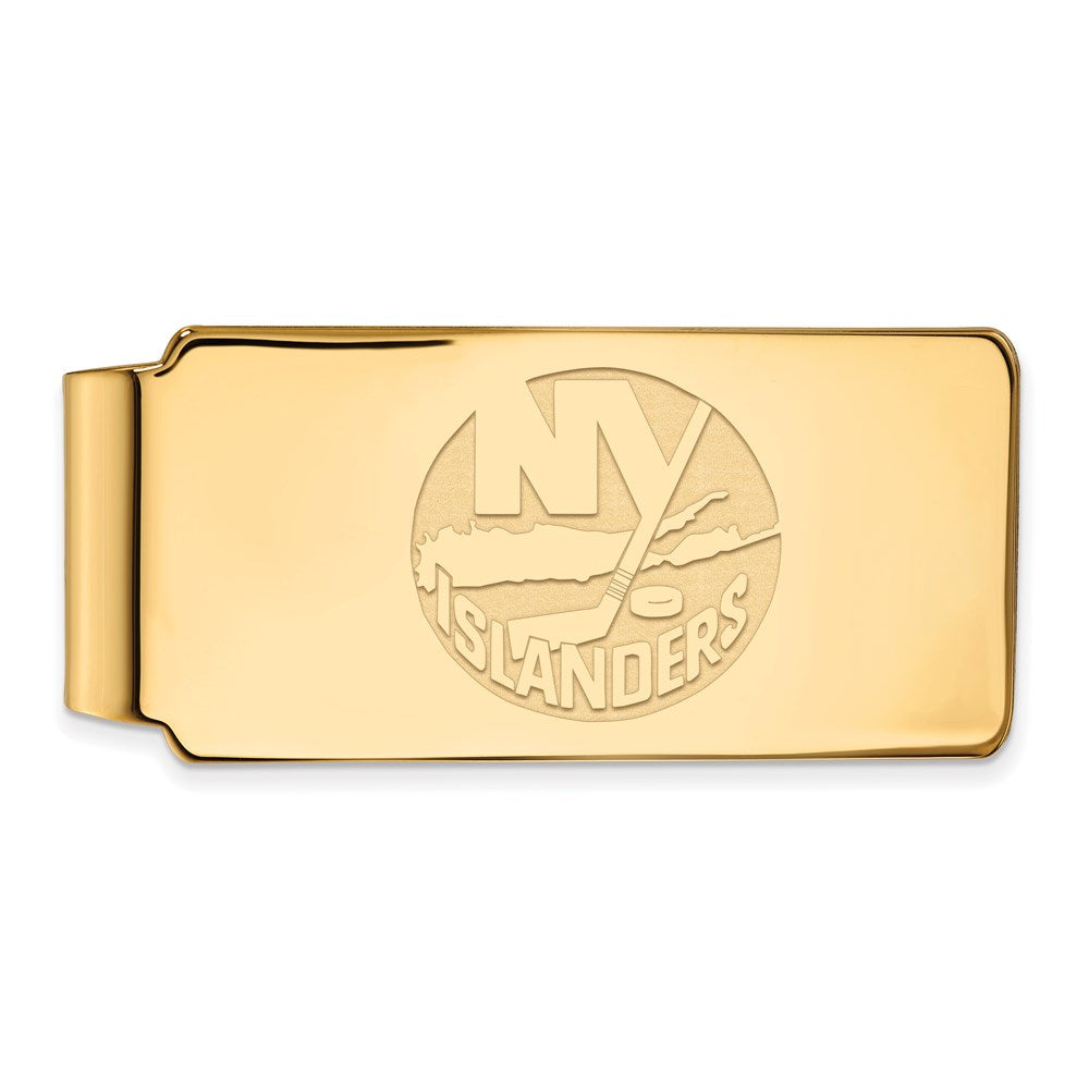 SS 14k Yellow Gold Plated NHL New York Islanders Money Clip, Item M10533 by The Black Bow Jewelry Co.