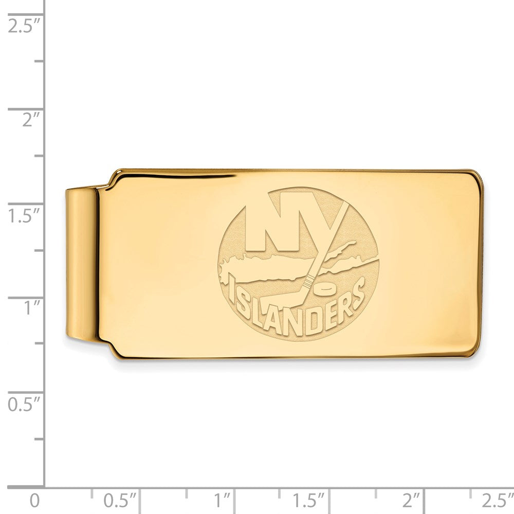 Alternate view of the SS 14k Yellow Gold Plated NHL New York Islanders Money Clip by The Black Bow Jewelry Co.