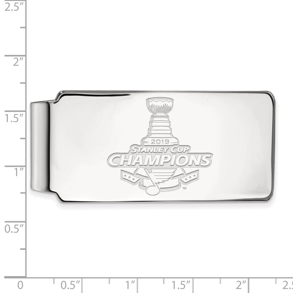 Alternate view of the Sterling Silver NHL 2019 Stanley Cup St. Louis Blues Money Clip by The Black Bow Jewelry Co.