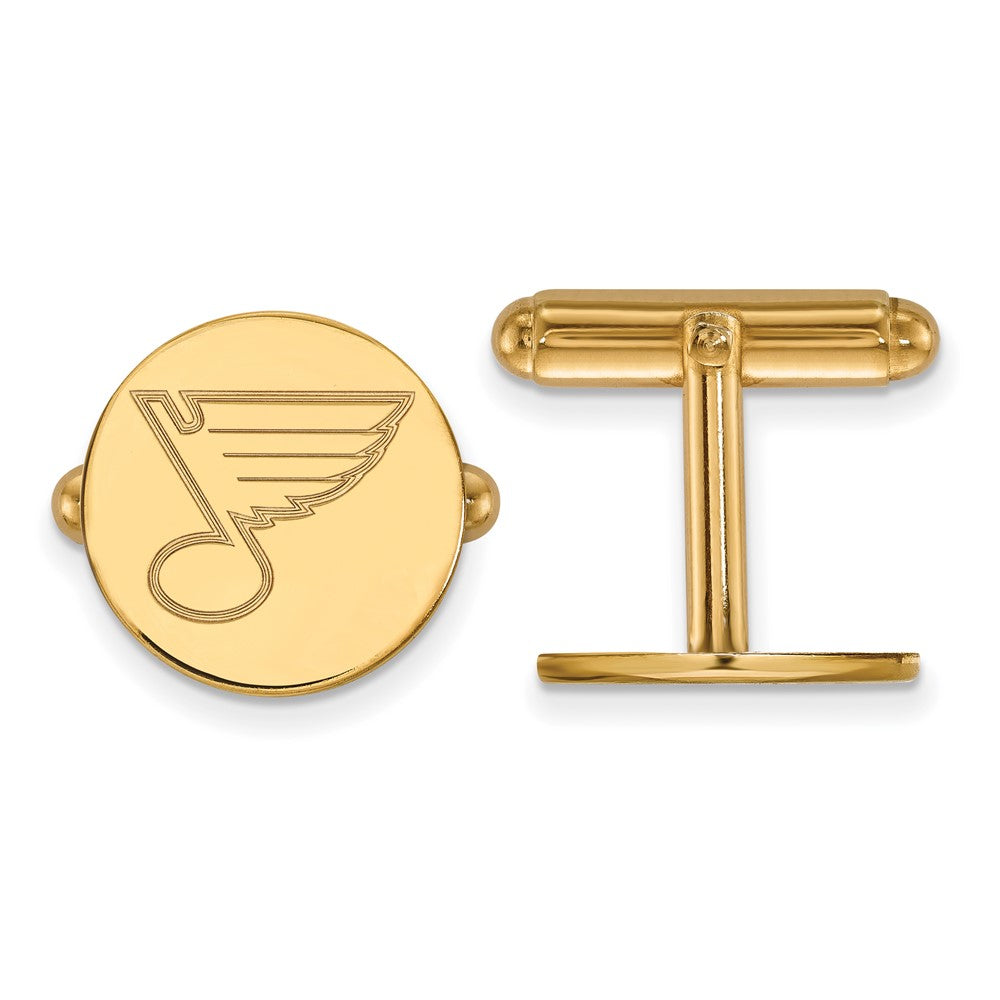 14k Yellow Gold NHL St. Louis Blues Cuff Links, Item M10610 by The Black Bow Jewelry Co.