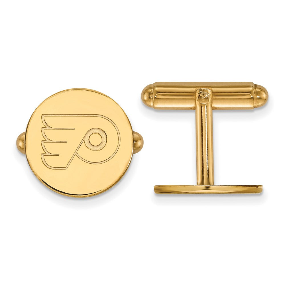 14k Yellow Gold NHL Philadelphia Flyers Cuff Links, Item M10615 by The Black Bow Jewelry Co.
