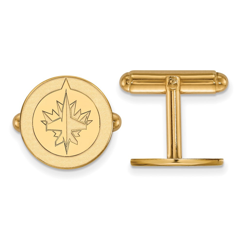 14k Yellow Gold NHL Winnipeg Jets Cuff Links, Item M10618 by The Black Bow Jewelry Co.