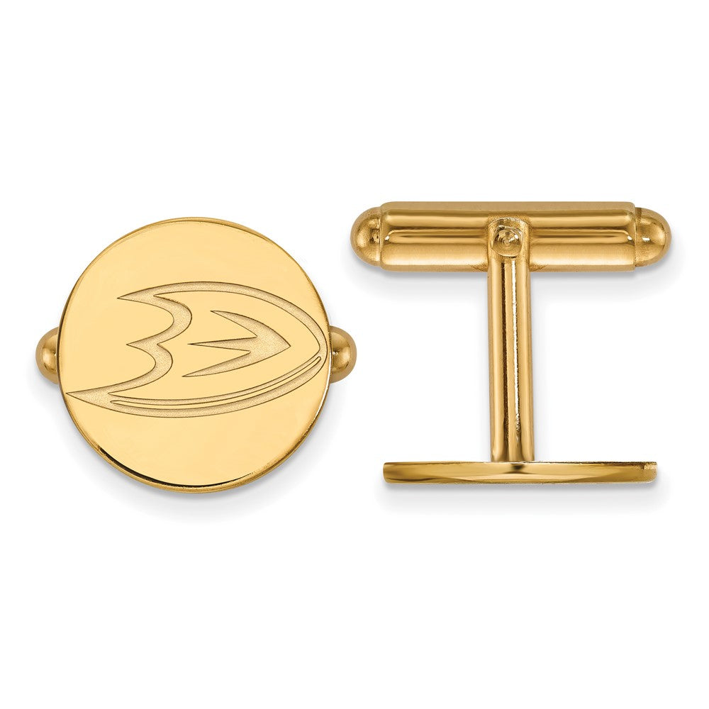 14k Yellow Gold NHL Anaheim Ducks Cuff Links, Item M10620 by The Black Bow Jewelry Co.