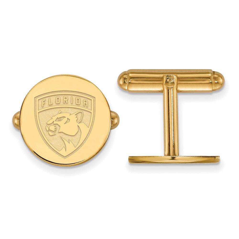 14k Yellow Gold NHL Florida Panthers Cuff Links, Item M10623 by The Black Bow Jewelry Co.
