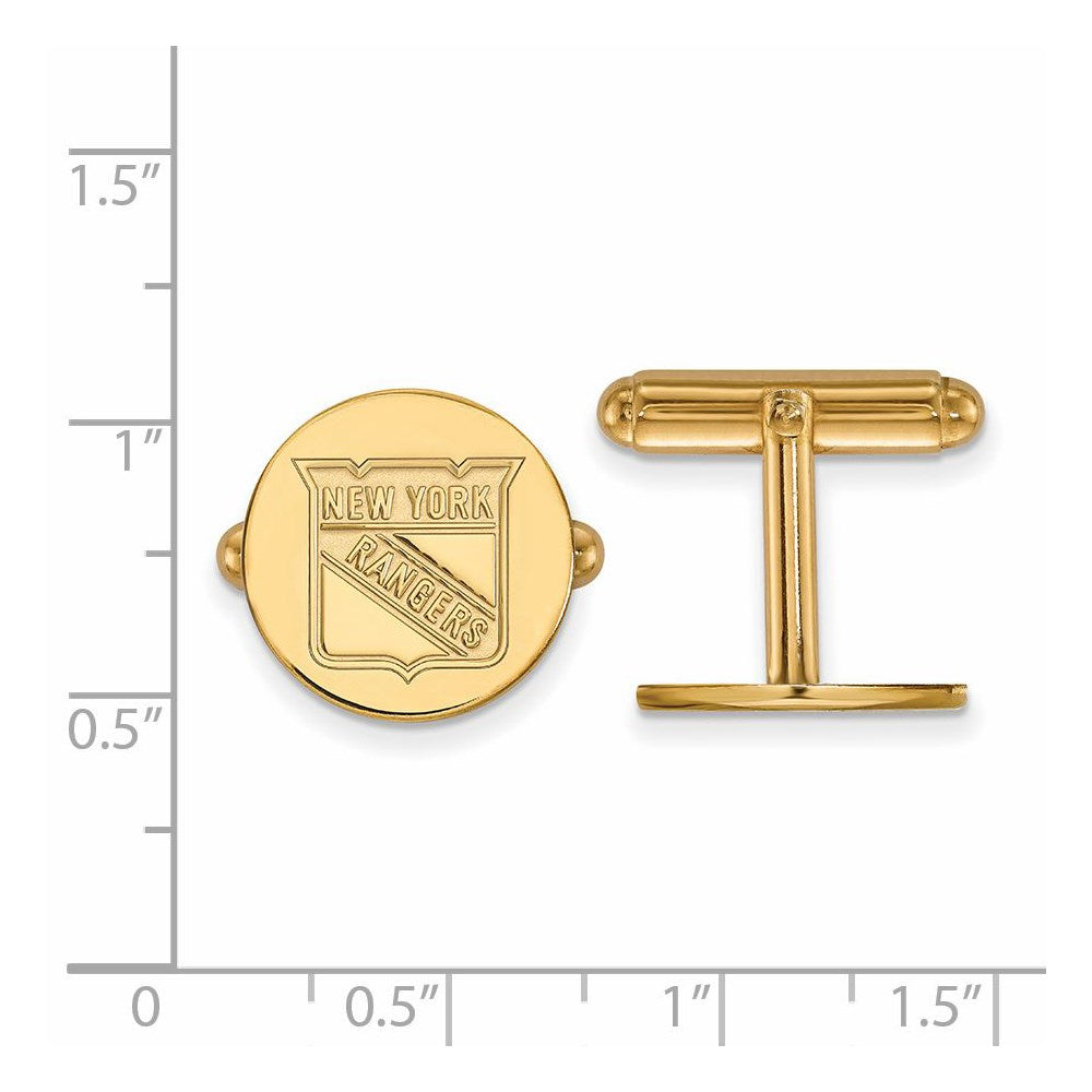 Alternate view of the 14k Yellow Gold NHL New York Rangers Cuff Links by The Black Bow Jewelry Co.