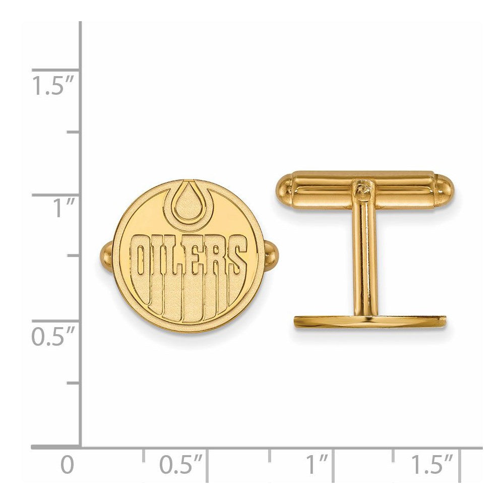 Alternate view of the 14k Yellow Gold NHL Edmonton Oilers Cuff Links by The Black Bow Jewelry Co.