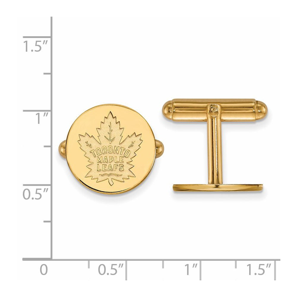 Alternate view of the SS 14k Yellow Gold Plated NHL Toronto Maple Leafs Cuff Links by The Black Bow Jewelry Co.